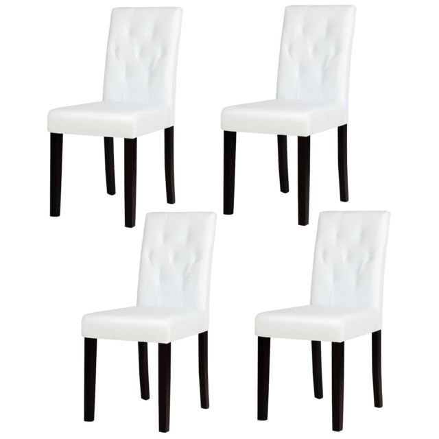 Latest Set Of 4 Ivory White Leather Dining Chair Kitchen Dinette Room W Intended For White Leather Dining Room Chairs (View 14 of 20)