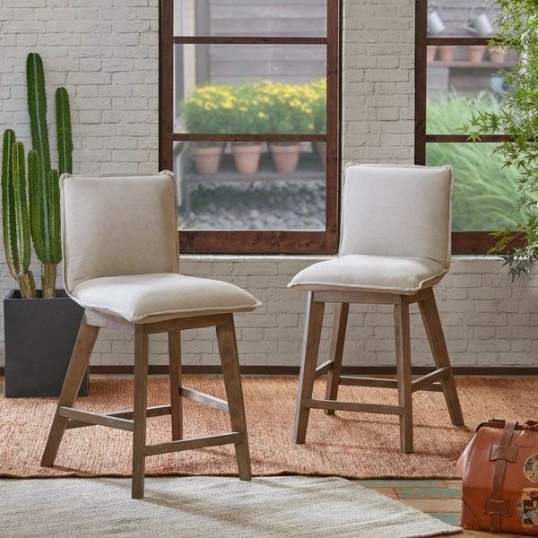 Laurent 7 Piece Counter Sets With Wood Counterstools Within Recent Shop Braxton Reclaimed Wood And Taupe Fabric Counter Stool – Free (View 10 of 20)