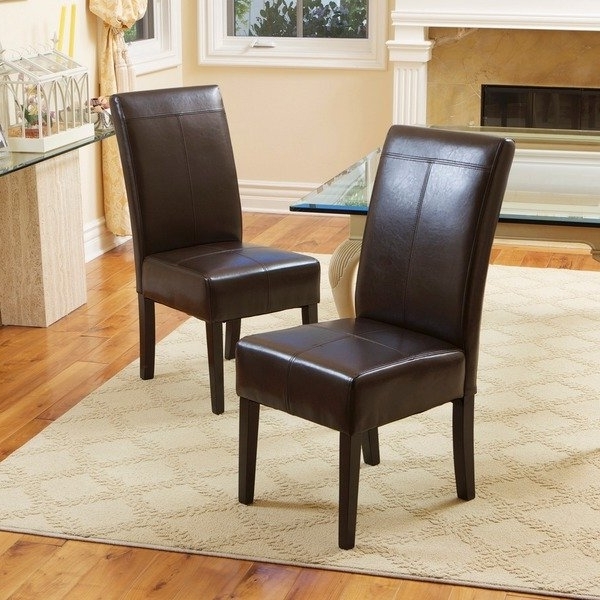 Leather Dining Chairs Intended For 2018 Shop T Stitch Chocolate Brown Leather Dining Chairs (set Of 2) (Photo 12 of 20)