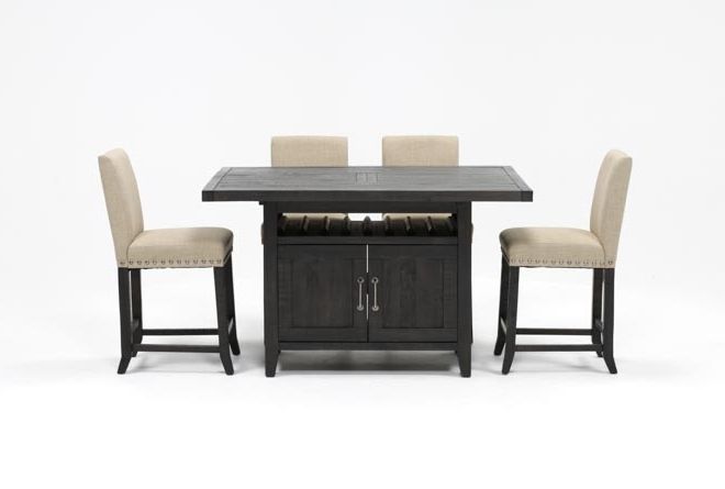 Living Spaces Regarding Fashionable Jaxon 5 Piece Extension Counter Sets With Fabric Stools (Photo 1 of 20)
