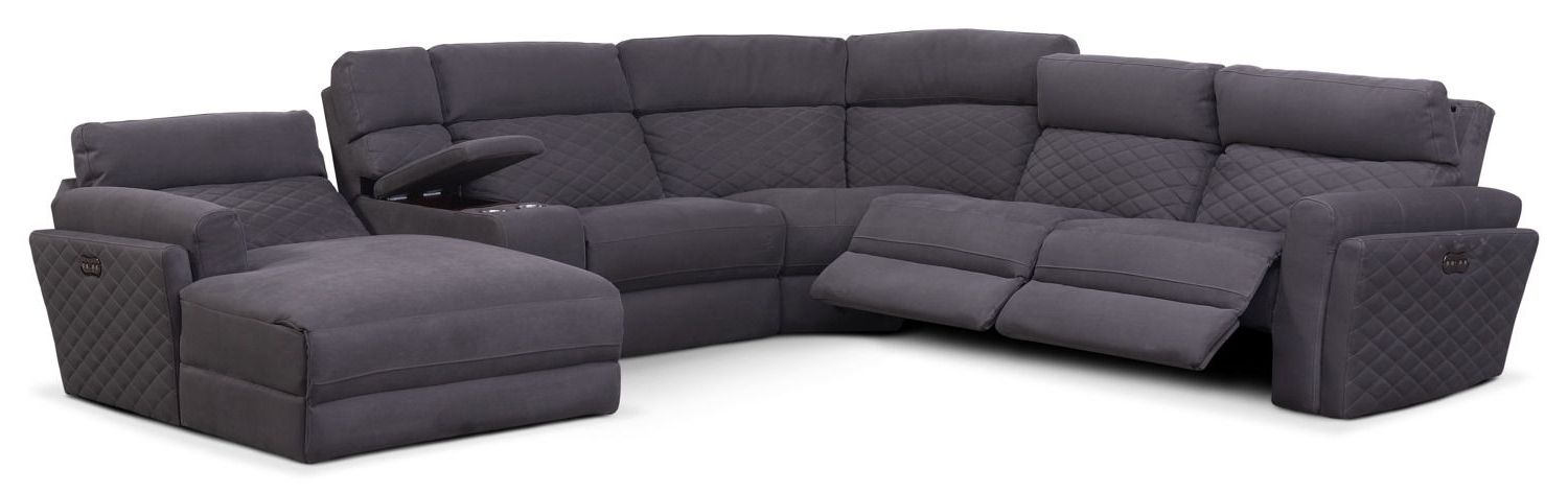 Lucy Dark Grey 2 Piece Sleeper Sectionals With Laf Chaise Intended For Latest Living Room Furniture – Catalina 6 Piece Power Reclining Sectional (View 4 of 15)