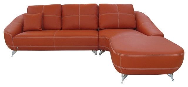 Lucy Grey 2 Piece Sectionals With Raf Chaise Throughout 2018 Orange Lucy Leather Sectional Sofa – Contemporary – Sectional Sofas (View 8 of 15)
