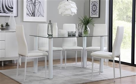 Lunar Glass Dining Table With 6 Leon White Chairs Only £279.99 In Most Up To Date Leon Dining Tables (Photo 8 of 20)