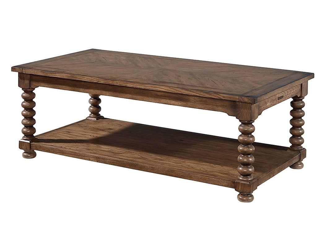 Magnolia Home Shop Floor Dining Tables With Iron Trestle Pertaining To Most Recent Penland's Furniture Spool Leg Coffee Table, Shop Floor Finish (View 10 of 20)