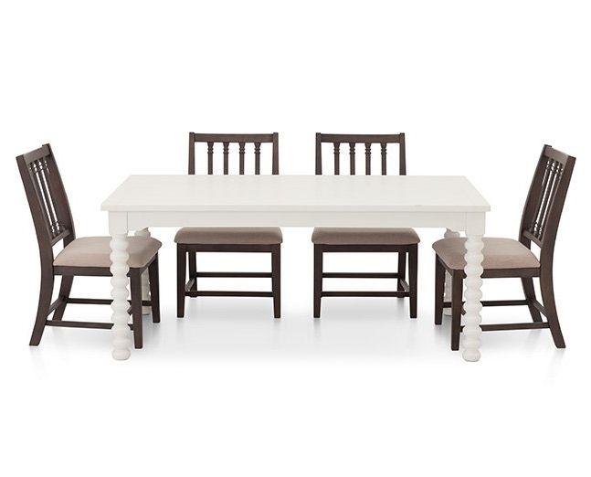 Magnolia Home Spool Leg 5 Pc. Dining Room Set – Furniture Row For Most Recent Magnolia Home Taper Turned Jo's White Gathering Tables (Photo 19 of 20)