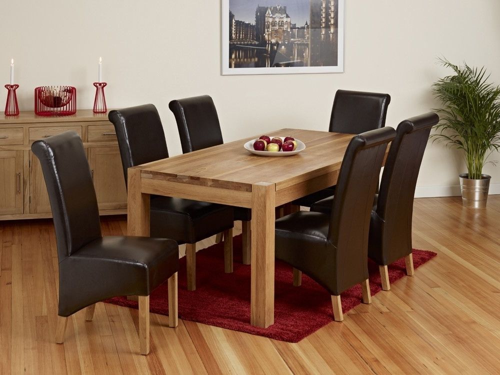 Malaysian Wood Dining Table Sets Oak Dining Room Furniture Velvet Inside Well Liked Oak Dining Set 6 Chairs (Photo 14 of 20)