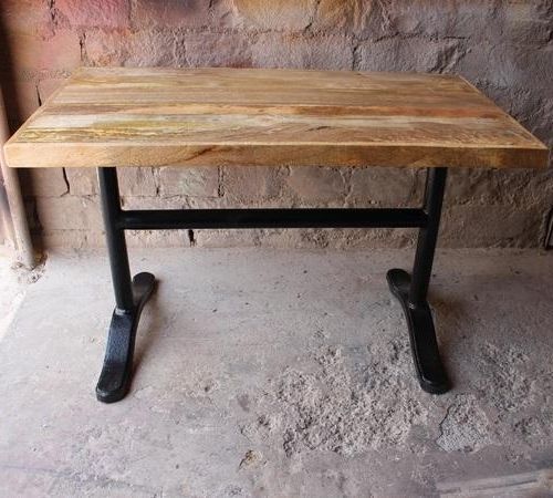 Mango Wood/iron Dining Tables Regarding Most Current Metal & Wood Industrial Vintage Wrought Cast Iron Mango Wood Dining (Photo 10 of 20)