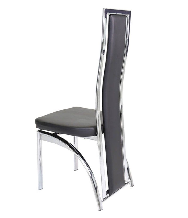 Mayfair Chrome & Black Faux Leather Dining Chair – Godotti With Widely Used Chrome Dining Chairs (View 10 of 20)