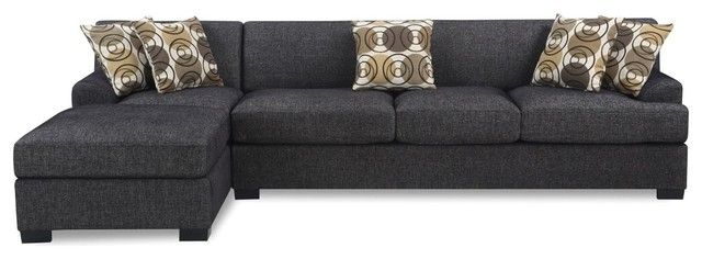 Modern 2pc Dark Gray Reversible Sectional Sofa Chaise With Accent Pertaining To 2017 Tatum Dark Grey 2 Piece Sectionals With Raf Chaise (View 10 of 15)