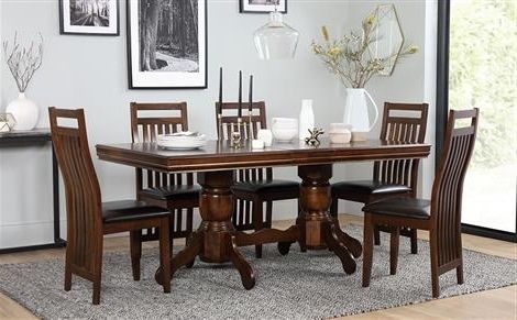 Most Current Dark Dining Room Tables Inside Chatsworth Extending Dark Wood Dining Table And 6 Java Chairs Set (Photo 4 of 20)