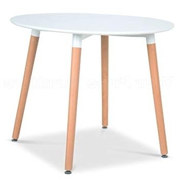 Most Current Eiffel Designer Dining Table 90cms Small Round White With Natural For Small Round White Dining Tables (Photo 11 of 20)