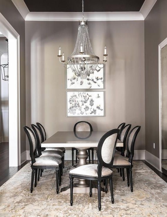 Most Current Gray Dining Room With Gray Dining Table And Gold And Gray Rug With Paris Dining Tables (View 14 of 20)