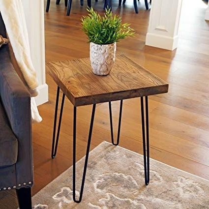 Most Current Natural Wood & Recycled Elm 87 Inch Dining Tables Regarding Amazon: Welland Square Old Elm Wood End Table Rustic Surface (View 15 of 20)