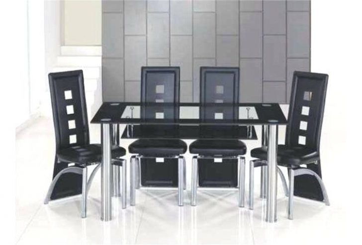 Most Popular Black Glass Dining Tables With 6 Chairs With Regard To Glass Dining Table And 6 Chairs To 8 Extendable Top Throughout Sets (Photo 8 of 20)