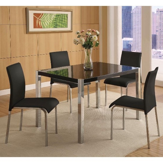 Most Popular Black High Gloss Dining Tables And Chairs Within Stefan Hi Gloss Black Dining Table And 4 Chairs  (View 6 of 20)