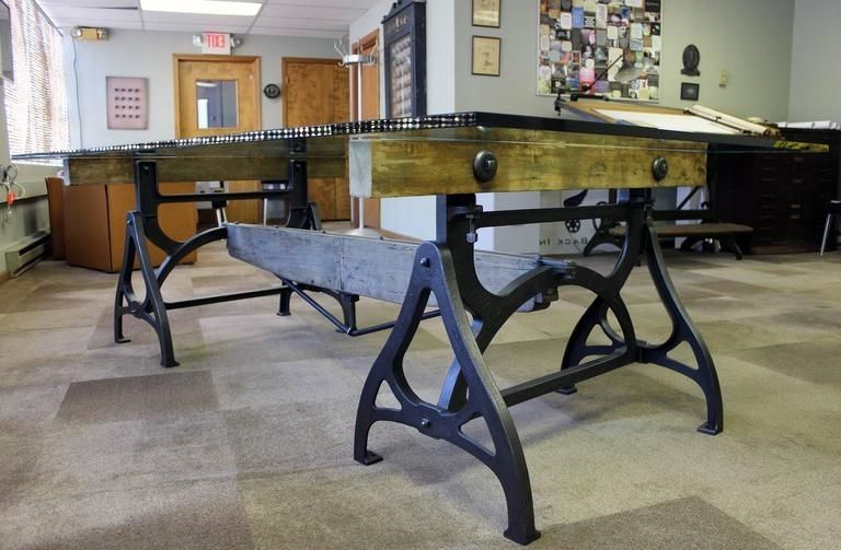 Most Popular Conference Dining Table. Vintage Industrial Wood Steel Cast Iron And Inside Iron And Wood Dining Tables (Photo 8 of 20)
