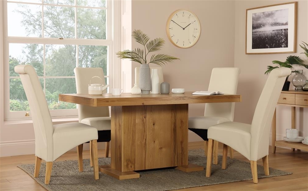 Most Popular Cream And Oak Dining Tables Throughout Chilton 160cm Oak Dining Table With 6 Richmond Cream Chairs Only (Photo 17 of 20)