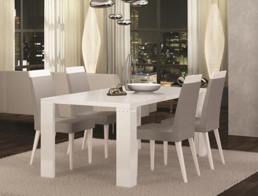 Most Popular Modern Exquisite Diamond Fixed Or Ext. White High Gloss Dining Table Inside Dining Tables Grey Chairs (Photo 19 of 20)