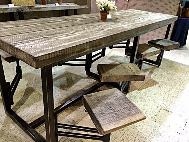 Most Recent Awesome Table With Attached Swinging Stools – Found In Scotts Within Dining Tables With Attached Stools (Photo 1 of 20)