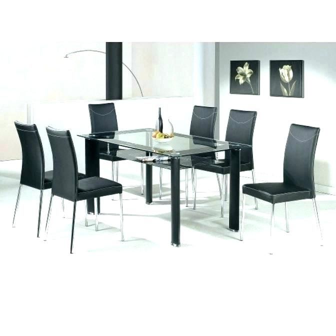 Most Recent Black Glass Dining Tables With 6 Chairs Regarding Dining Room 6 Chairs Round Table That Seats 6 Black Extendable (View 16 of 20)