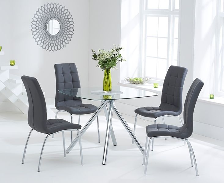 Most Recent Glass Dining Tables And Chairs Intended For Elva 100cm Glass Dining Table With Calgary Chairs (View 1 of 20)