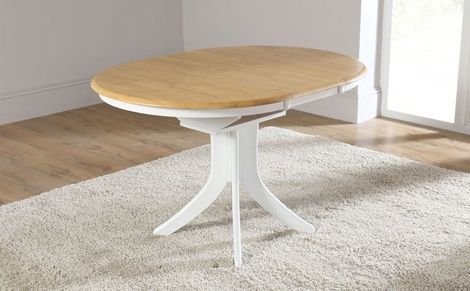 Most Recent Hudson White Two Tone Round Extending Dining Room Table 90 120 Small Inside Small Round Extending Dining Tables (Photo 1 of 20)
