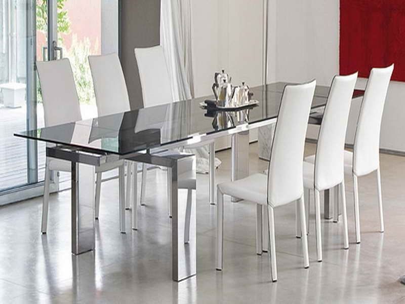 Most Recent White Glass Dining Tables And Chairs Regarding Dining Room Glass Dining Room White Glass Kitchen Table Rectangle (Photo 14 of 20)