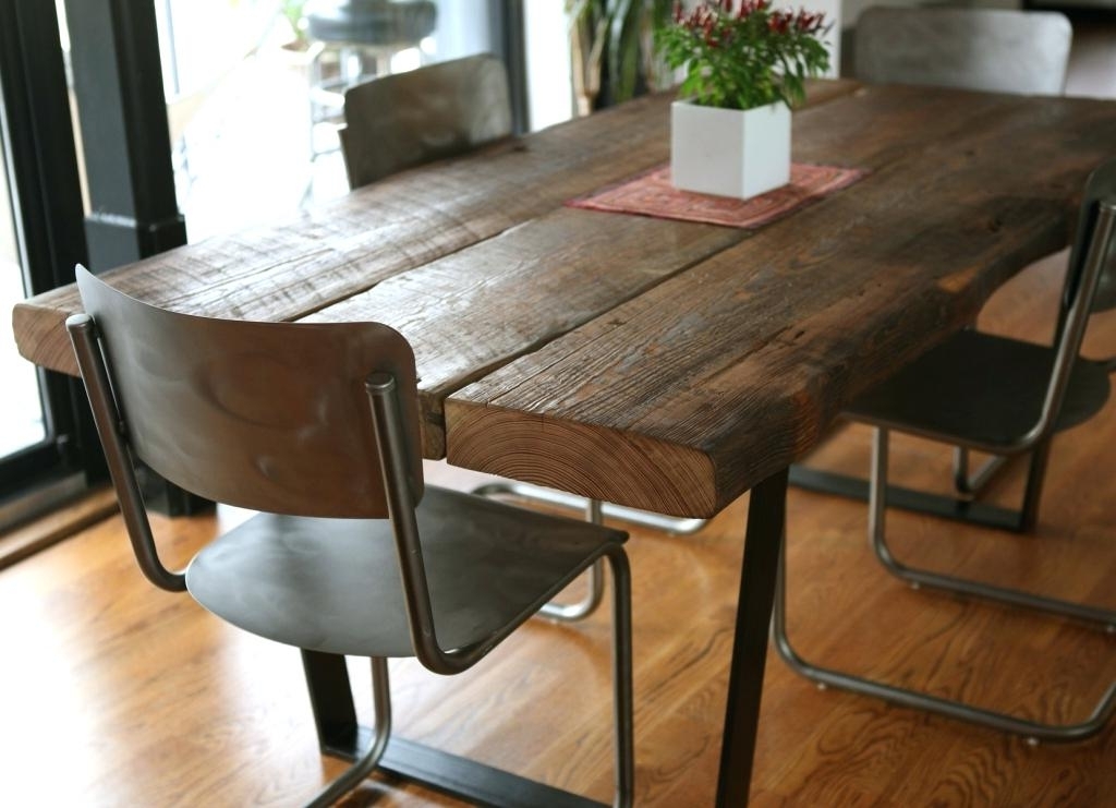 Most Recent Wood Iron Table Brown Walnut Desk Industrial Cast Iron Walnut Desk With Regard To Iron And Wood Dining Tables (Photo 18 of 20)