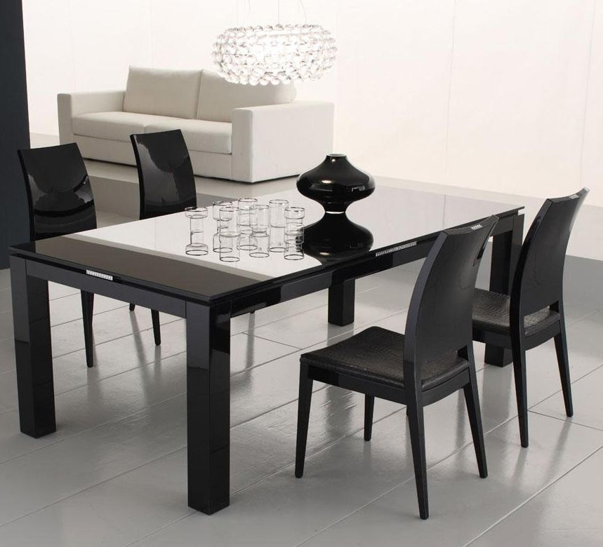 Most Recently Released Black Dining Tables Throughout Diamond Black Dining Table With Glass Top (Photo 6 of 20)