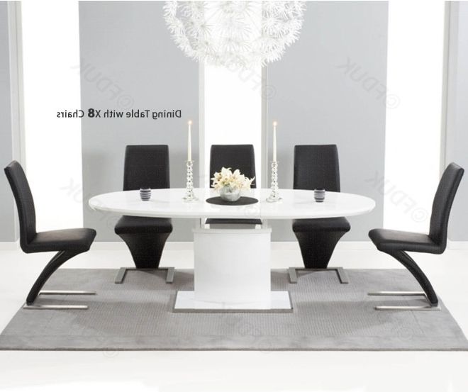 Most Recently Released Black High Gloss Dining Chairs Pertaining To Mark Harris Seville White High Gloss Dining Set – 160cm Oval With  (View 18 of 20)