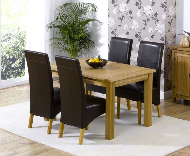 Most Recently Released Cipriano Extending Oak Dining Table And 4 Leather Chairs Inside Extending Oak Dining Tables And Chairs (View 6 of 20)