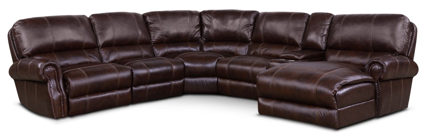 Most Recently Released Dartmouth 6 Piece Power Reclining Sectional W/ Left Facing Chaise In Norfolk Chocolate 6 Piece Sectionals (View 1 of 15)