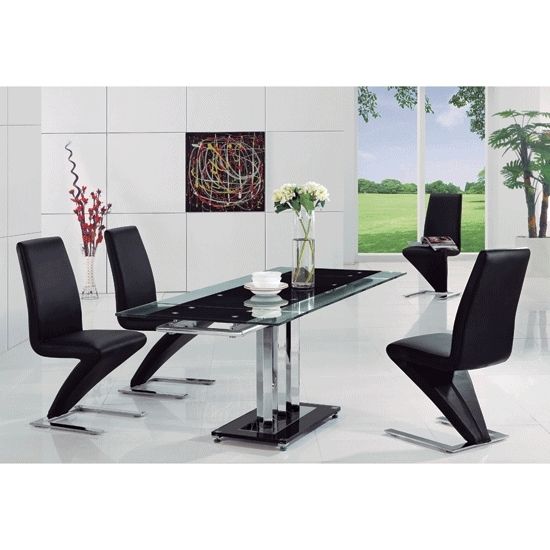 Most Recently Released Rihanna Glass Extending Dining Table And 4 Z Chairs 8282 Pertaining To 4 Seater Extendable Dining Tables (View 20 of 20)