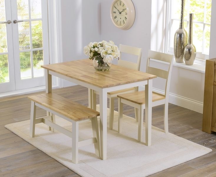 Most Recently Released Widnes Oak And Cream 115cm Dining Set With 2 Chairs And Bench Inside Dining Tables And 2 Chairs (View 2 of 20)