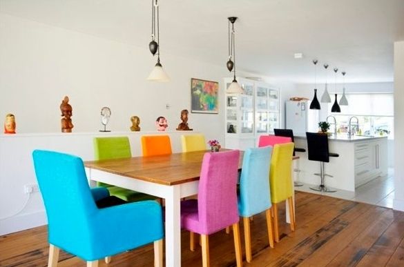 Most Up To Date 11. Different Colour Mismatched Chairs Barletto Clear Glass Dining Table With Colourful Dining Tables And Chairs (Photo 8 of 20)