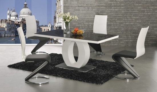 Most Up To Date Black High Gloss Dining Tables Pertaining To Halo Black Glass And White High Gloss Dining Table Dt 2529bw (Photo 3 of 20)