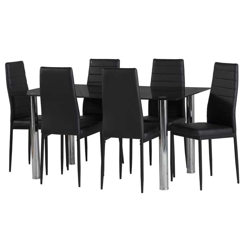 Most Up To Date Dior Black Glass Dining Table & 6 X Betty Dining Chair • Decofurn For Black Glass Dining Tables With 6 Chairs (View 14 of 20)
