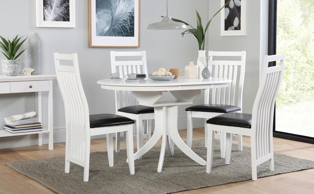 Most Up To Date Hudson Round White Extending Dining Table And 4 Chairs Set (java In Hudson Round Dining Tables (Photo 1 of 20)