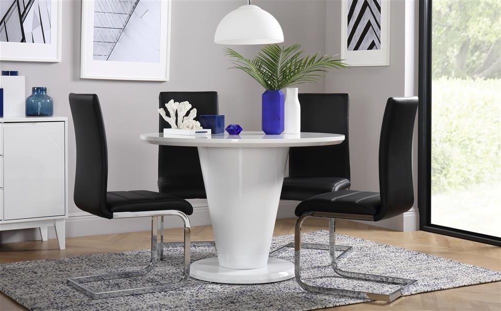 Most Up To Date Paris Dining Tables Intended For Paris White High Gloss Round Dining Table And 4 Chairs Set (perth (Photo 16 of 20)