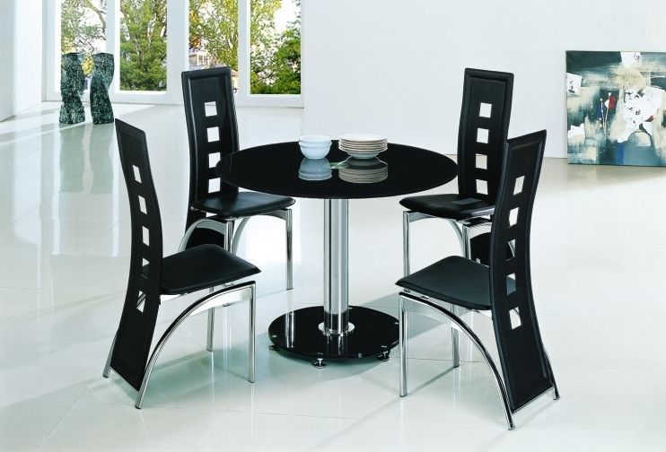 Featured Photo of 20 Collection of Round Black Glass Dining Tables and 4 Chairs