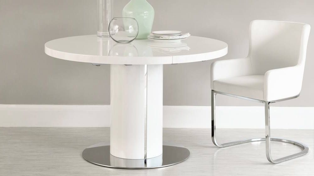 Most Up To Date Round White Dining Tables With Regard To Round White Gloss Extending Dining Table (View 7 of 20)