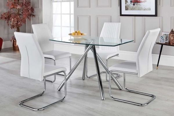 Newest Alexa White Dining Table Set With 4 Chairs – Free Delivery With Regard To White Dining Sets (Photo 15 of 20)