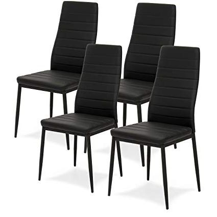 Newest Amazon – Best Choice Products Set Of 4 Modern High Back Faux In High Back Leather Dining Chairs (Photo 14 of 20)
