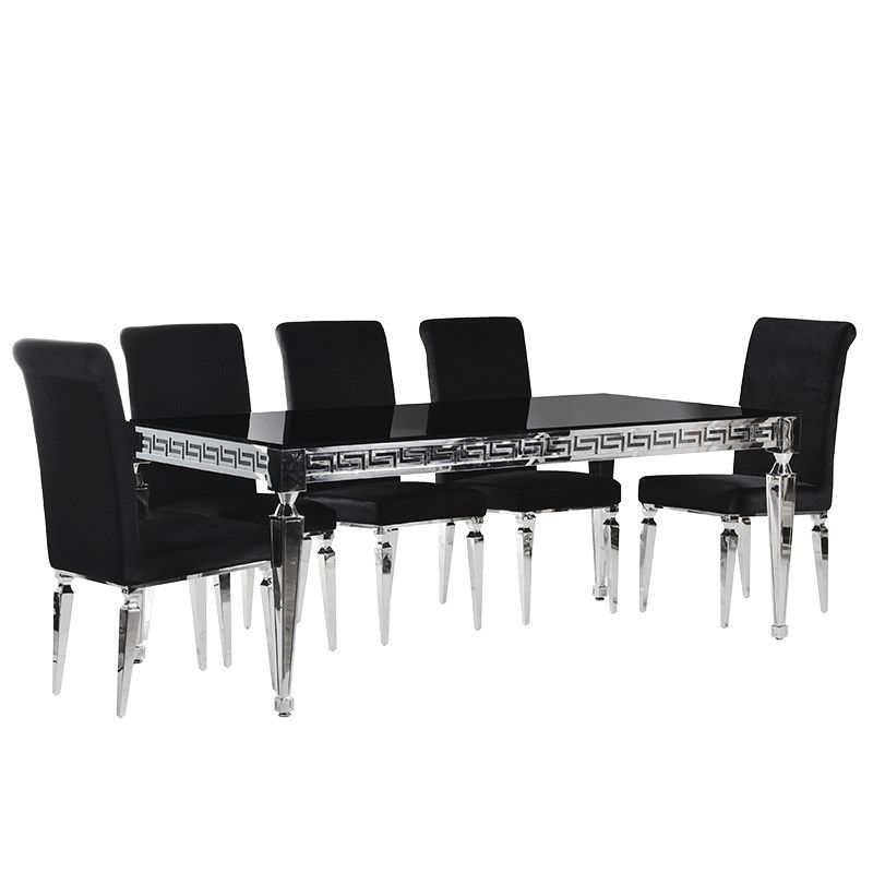 Newest Aztec Black Velvet & Chrome Dining Chair : F D Interiors Ltd Within Chrome Dining Room Chairs (View 17 of 20)