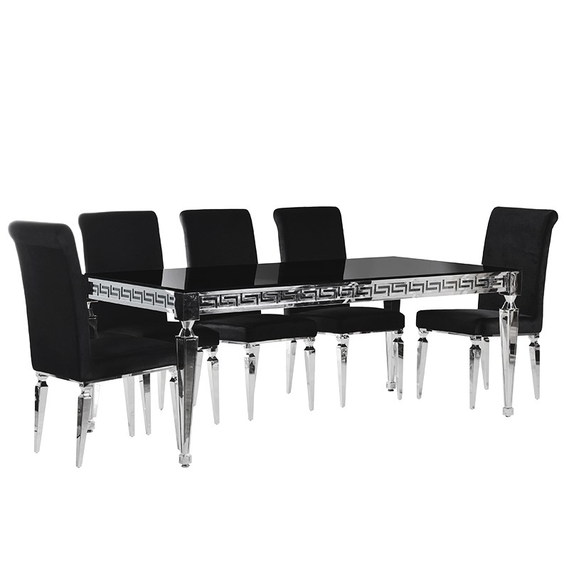 Newest Aztec Black Velvet & Chrome Dining Chair : F D Interiors Ltd Within Chrome Dining Room Chairs (Photo 17 of 20)