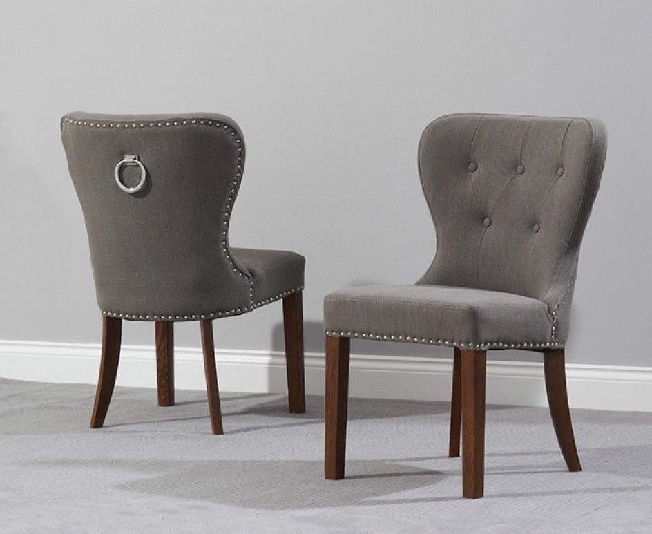 Newest Oak Fabric Dining Chairs Pertaining To Knightsbridge Studded Black Fabric Dark Oak Leg Dining Chairs (pair (Photo 18 of 20)