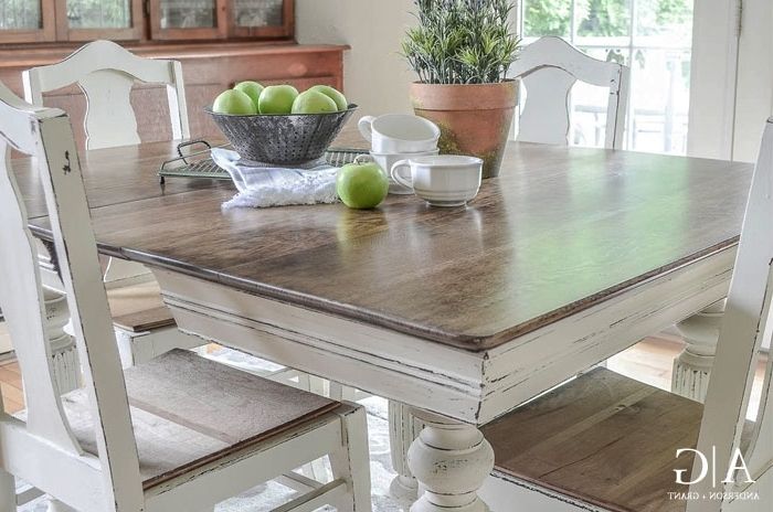Newest Painted Dining Tables Within Antique Dining Table Updated With Chalk Paint (View 11 of 20)