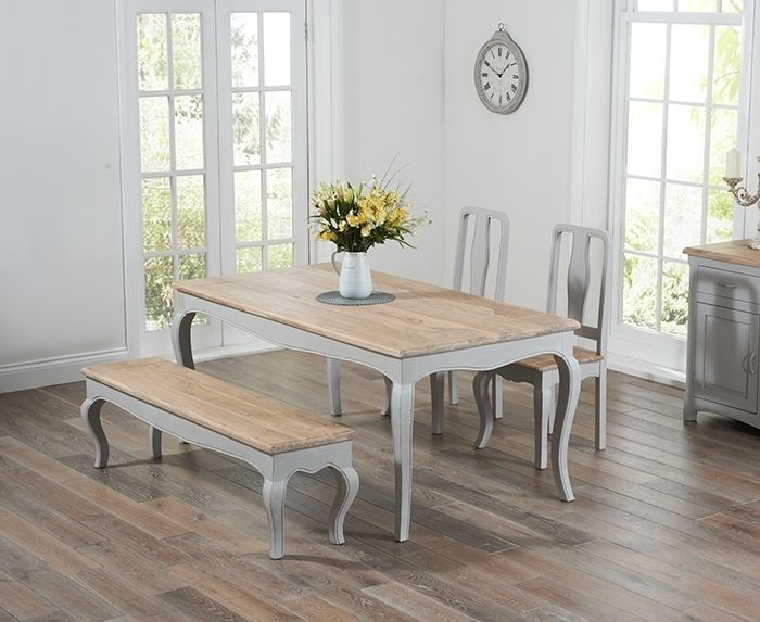 Newest Walcott Oak And Grey 175cm Dining Set With 2 Chairs And Bench With Dining Tables And 2 Chairs (Photo 19 of 20)