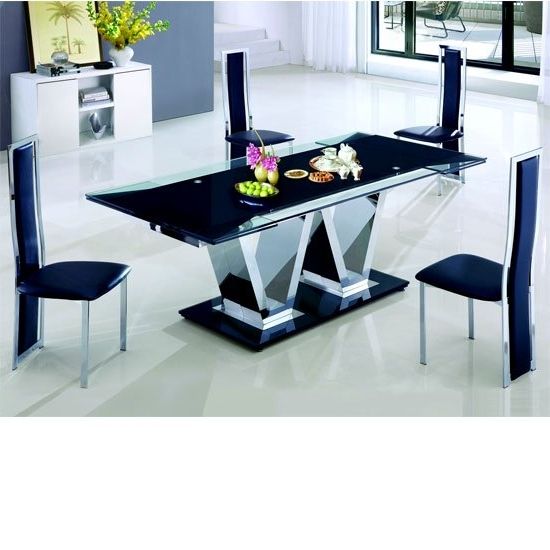 Nico Rectangle Extending Glass Dining Table And 8 Leather Intended For Trendy Extending Glass Dining Tables (Photo 12 of 20)