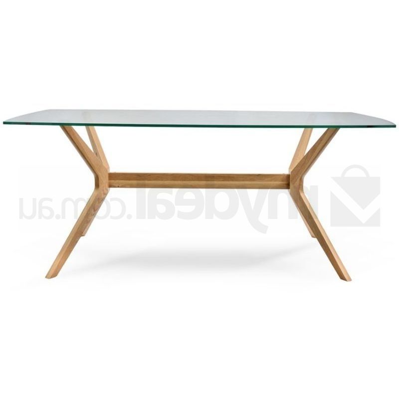 Nora Retro Oak Dining Table With Glass Top Natural (Photo 1 of 20)